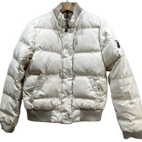 AMERICAN EAGLE AEO Womens Feather Down Off White Zip Puffer Jacket Winter Coat L - Picture 1 of 14